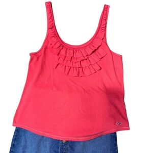 Vintage y2k Hollister 2000s Womens Vintage Ruffle Tank Top in Coral size Large